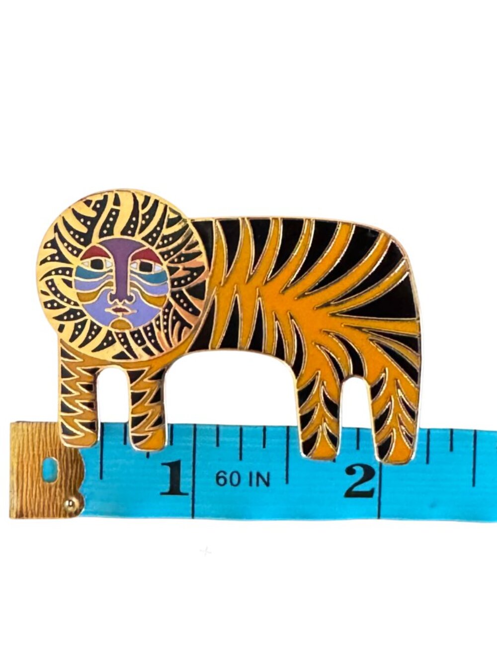 Laurel Burch Tiger Brooch Gold Tone Enamel Cat Pin Vintage Signed - Picture 5 of 8